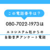 「080-7022-1973」は「エコシステム」社からの自動音声アンケート電話